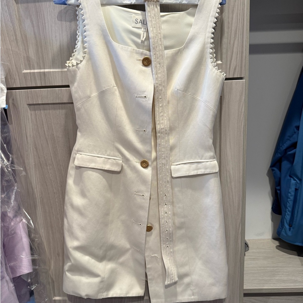 SALONI Mika Mini Dress in Cream - Picture 2 of 4